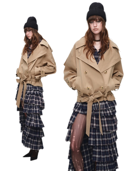 Double-Breasted Belted Trench Coat
