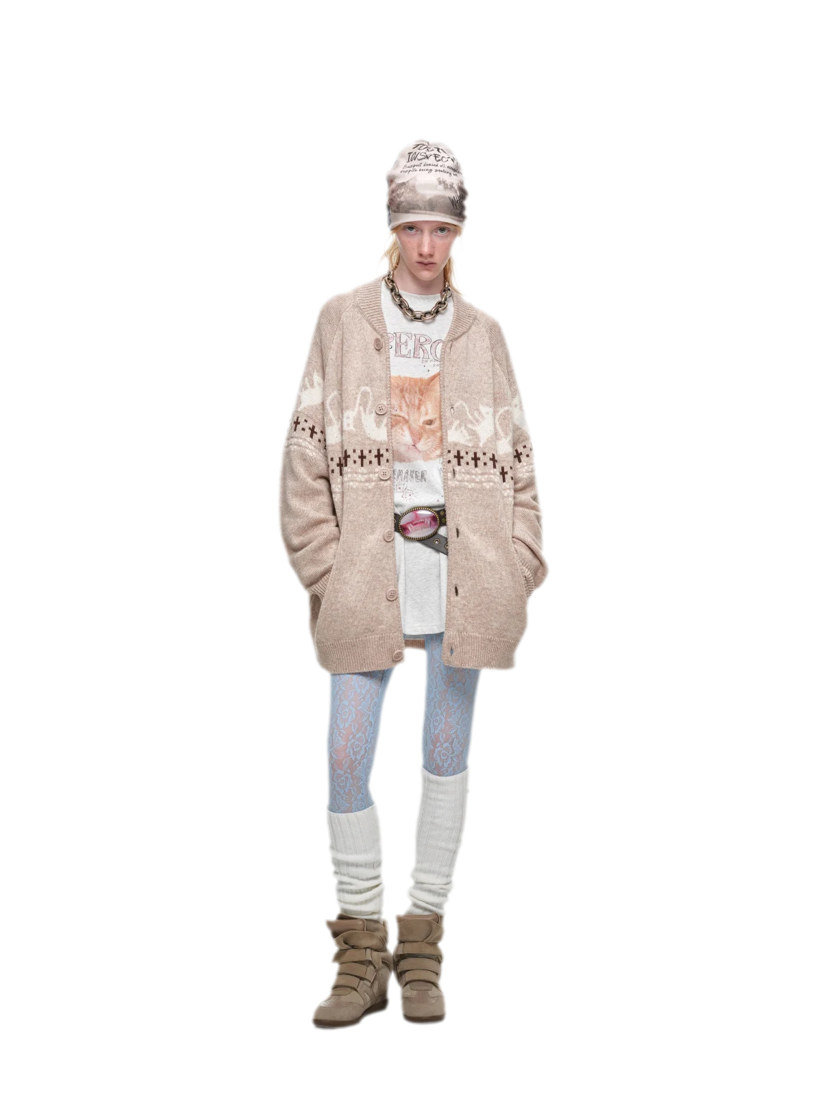 Gilet jacquard Fair Isle avec chats