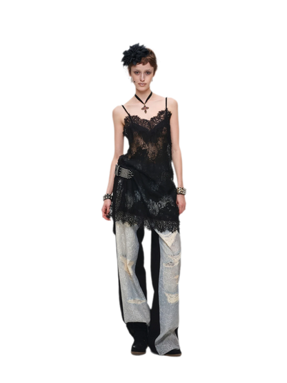 Washed Lace Straight Pants