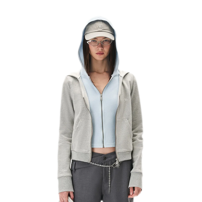 Paneled Faux-Two-Piece Hooded Sweatshirt