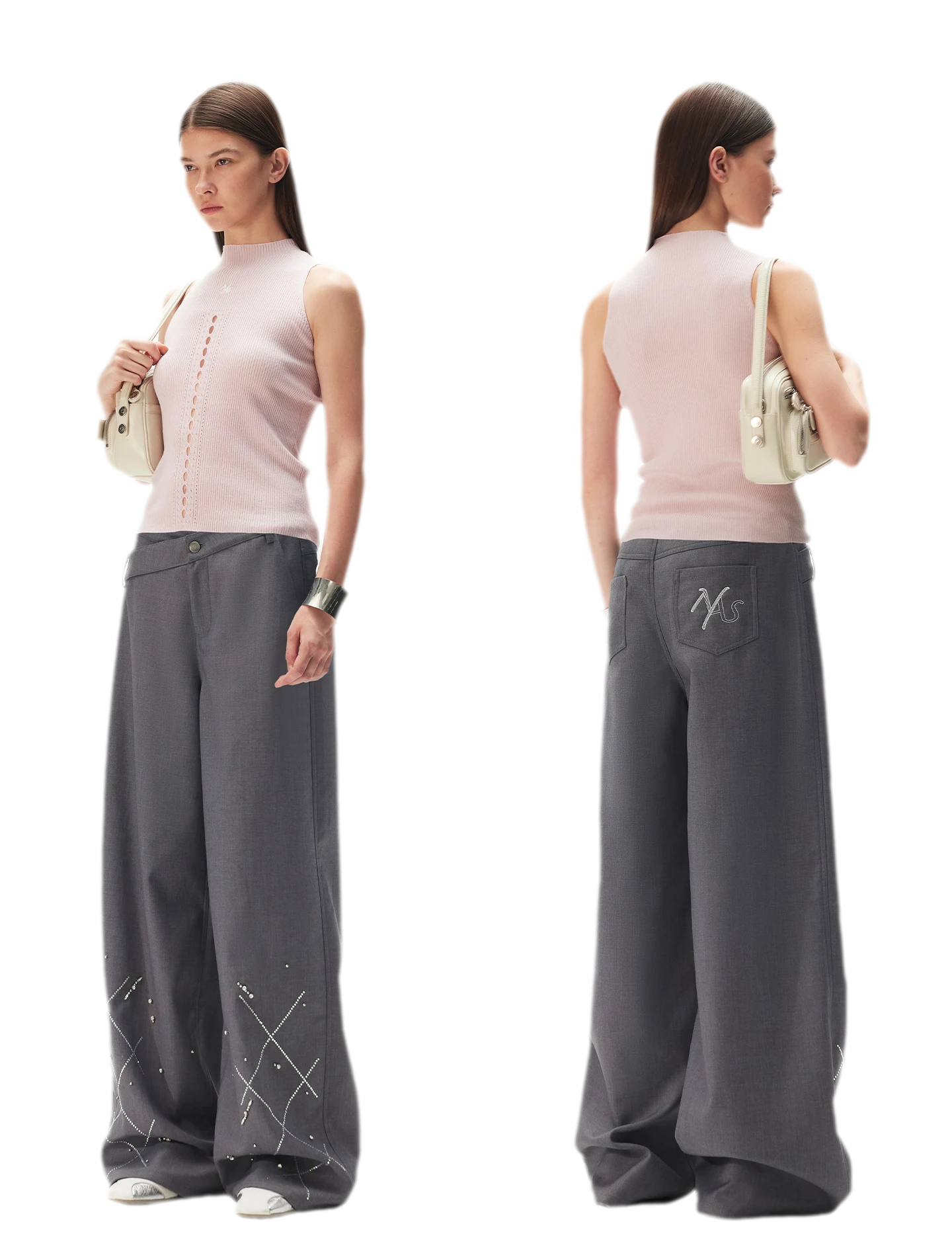 Asymmetric Wide-Leg Pants