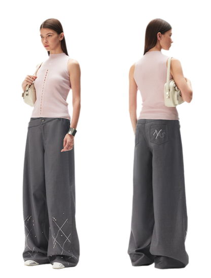 Asymmetric Wide-Leg Pants