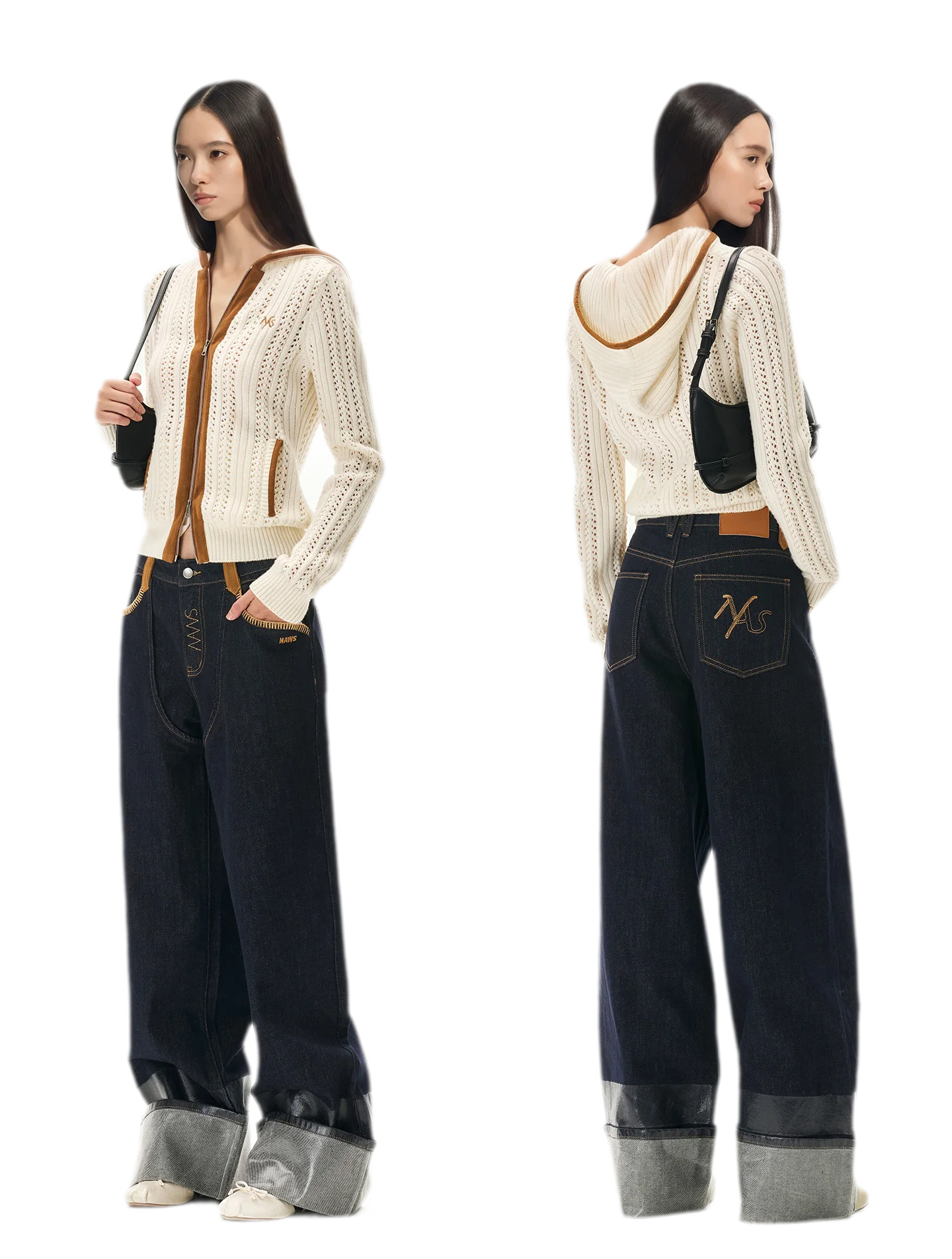 Coated Wide-Leg Denim Jeans