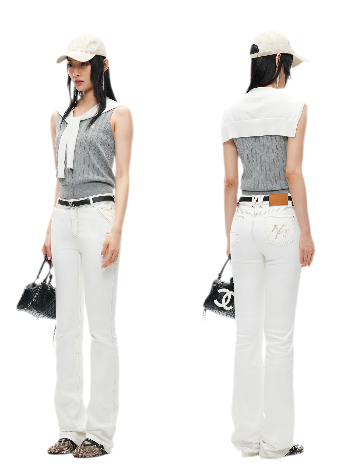 White Denim Jeans - Slim Fit Straight Leg