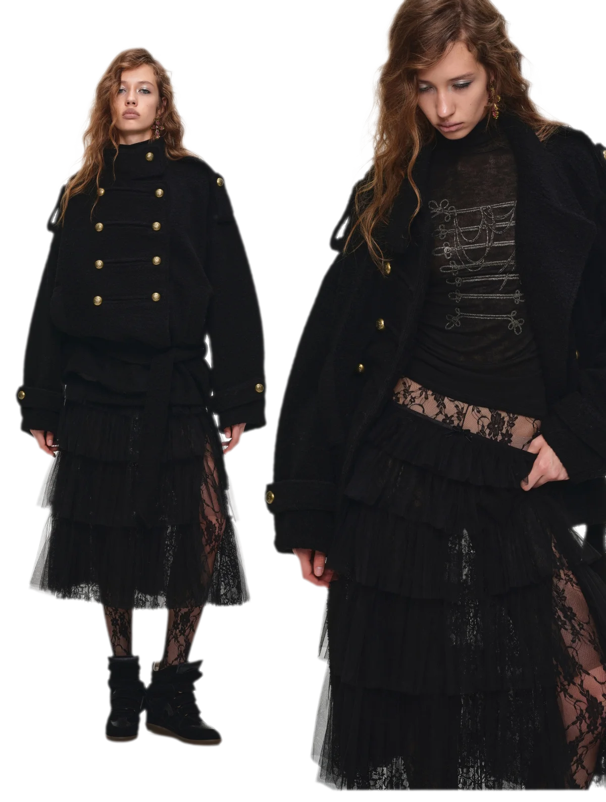 Wool Blend Napoleon Coat