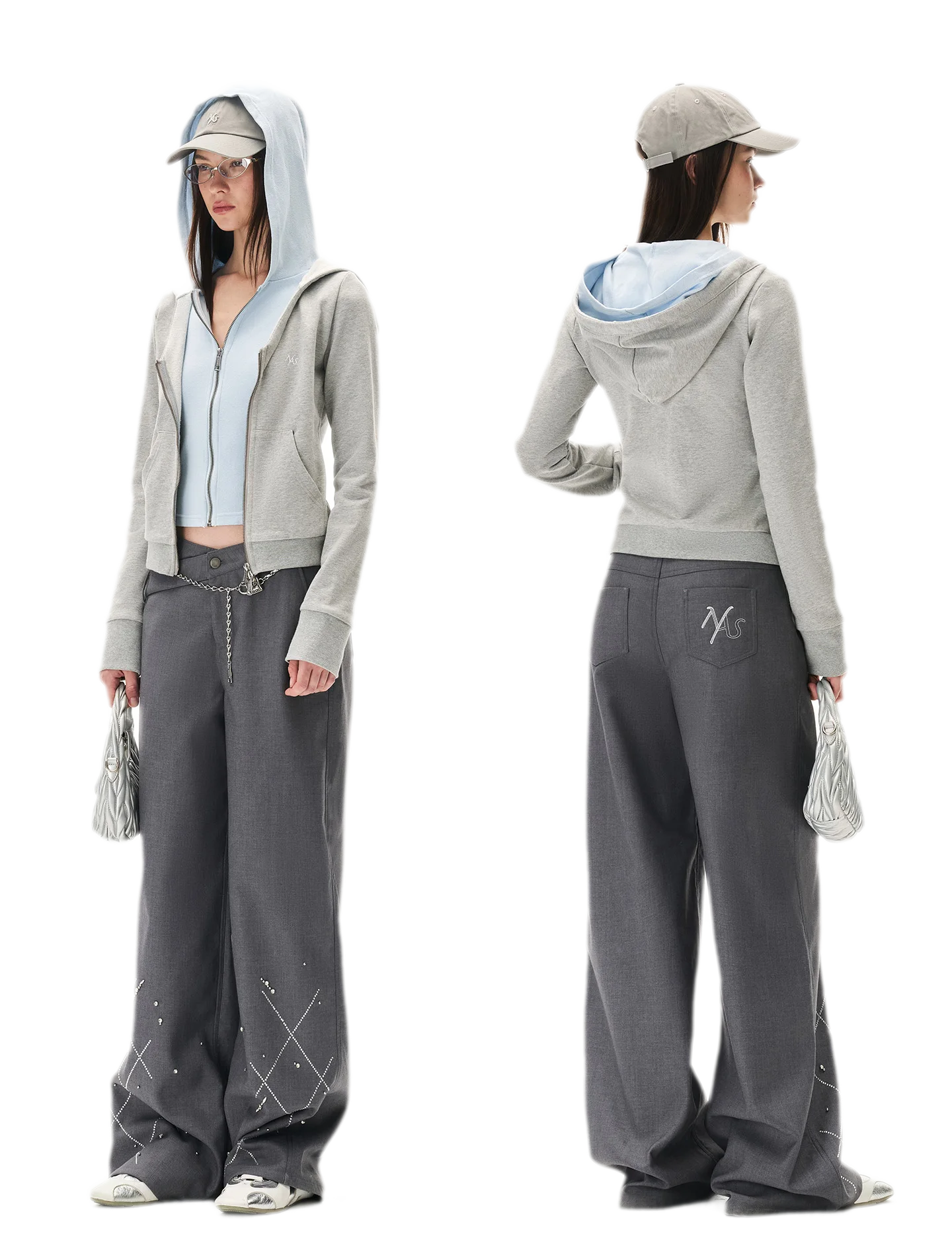 Paneled Faux-Two-Piece Hooded Sweatshirt