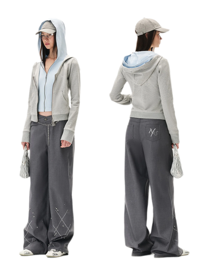 Paneled Faux-Two-Piece Hooded Sweatshirt