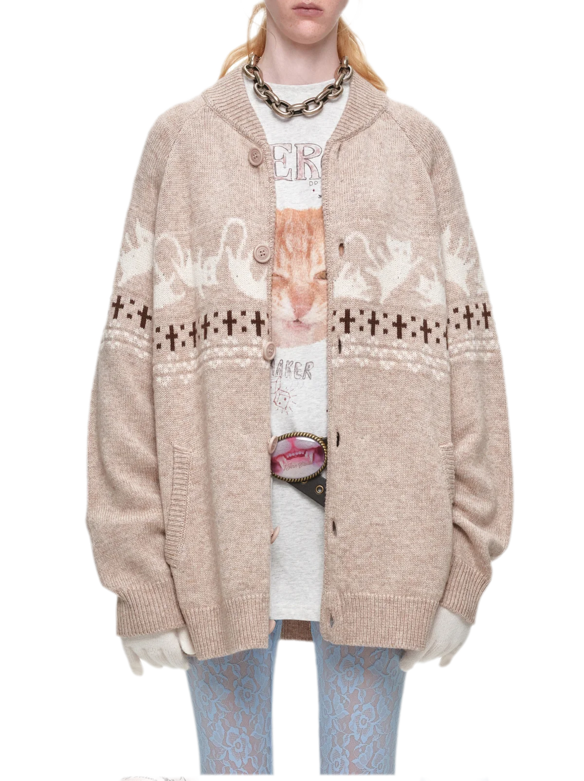 Gilet jacquard Fair Isle avec chats