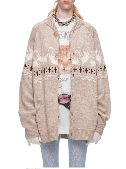 Gilet jacquard Fair Isle avec chats