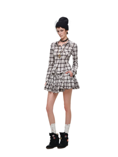 Plaid Tiered Skirt Set