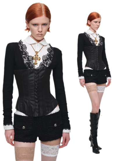 Embroidered Peter Pan Collar Shirt