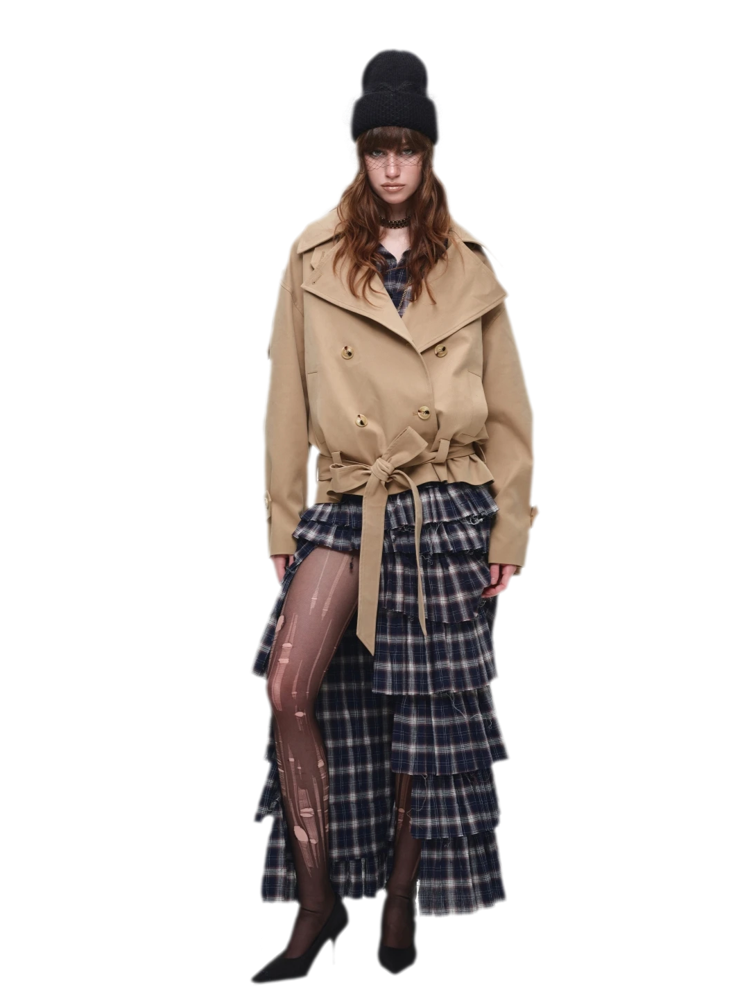 Double-Breasted Belted Trench Coat