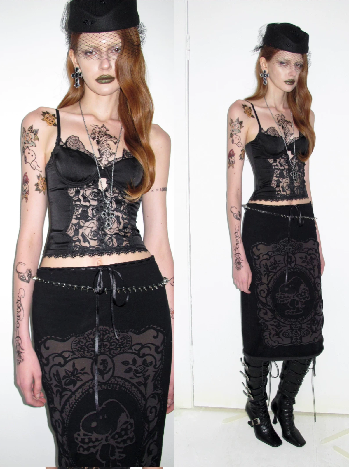 Burnout Graphic Midi Knit Skirt