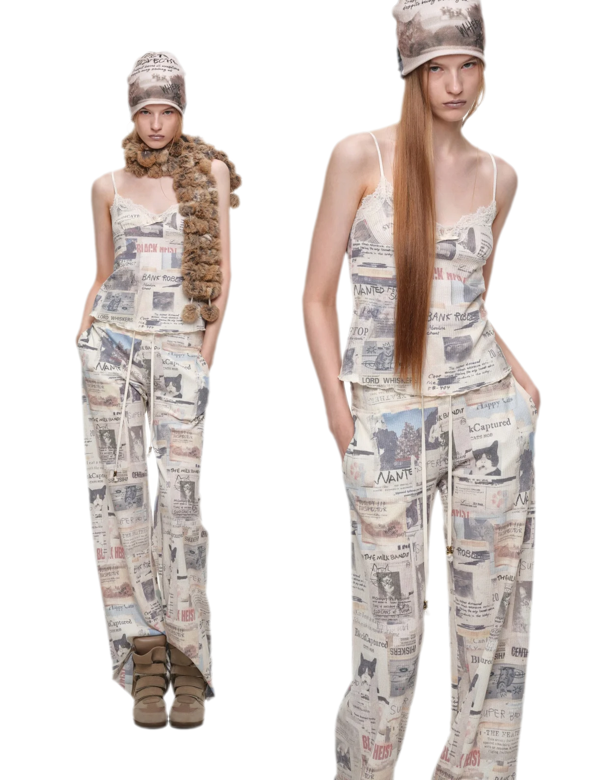 Waffle Print Hooded Set