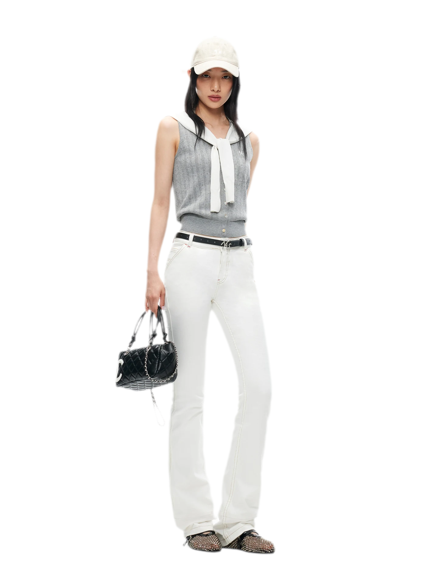 White Denim Jeans - Slim Fit Straight Leg