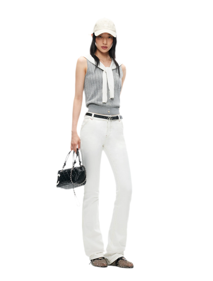 White Denim Jeans - Slim Fit Straight Leg