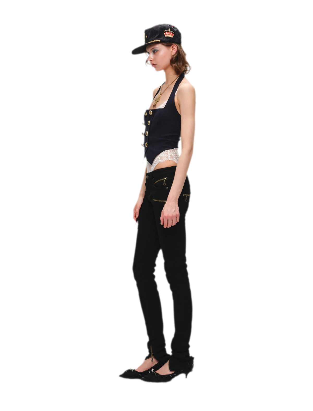 Vintage Navy Style Knit Halter Vest