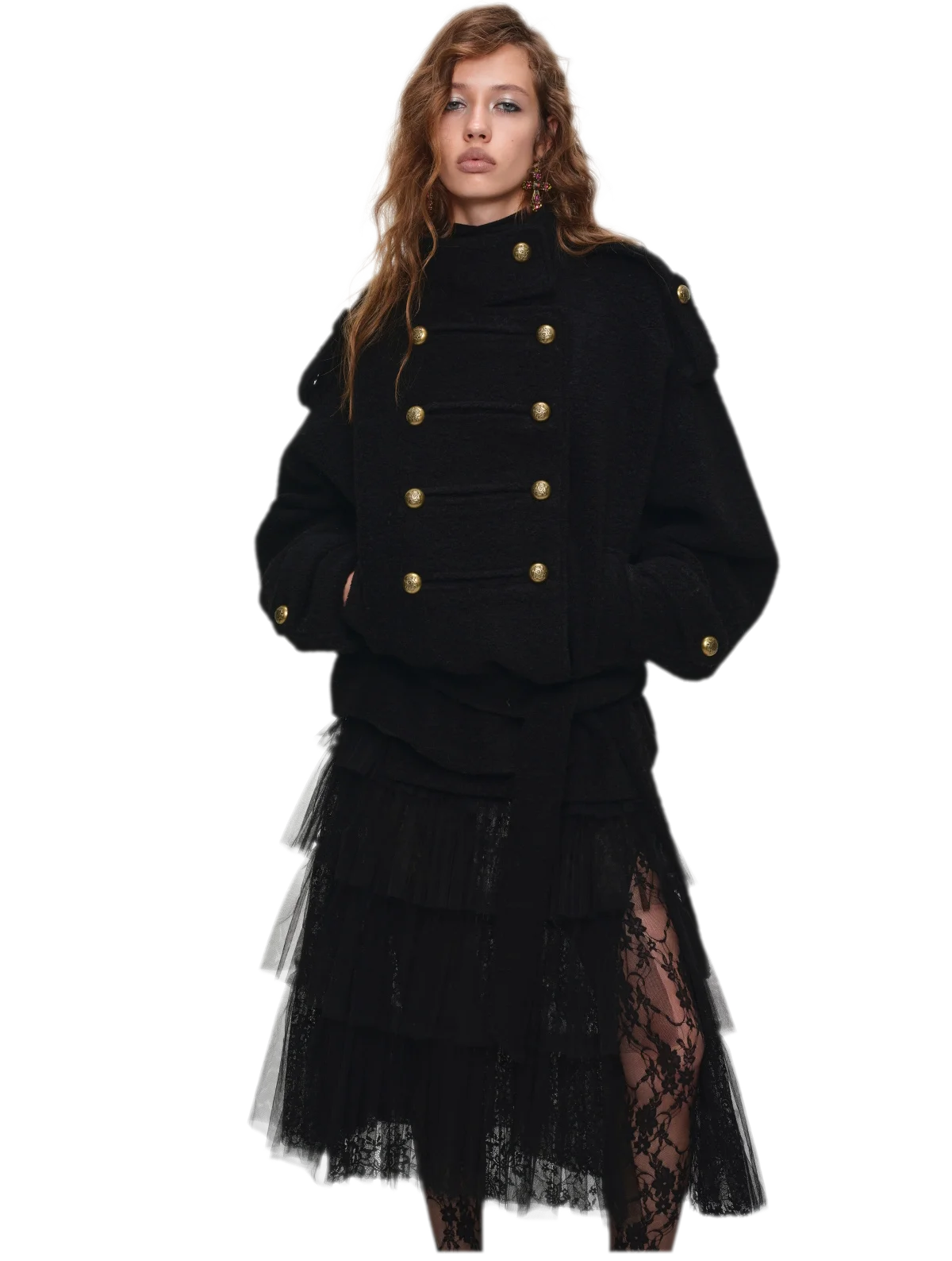 Wool Blend Napoleon Coat