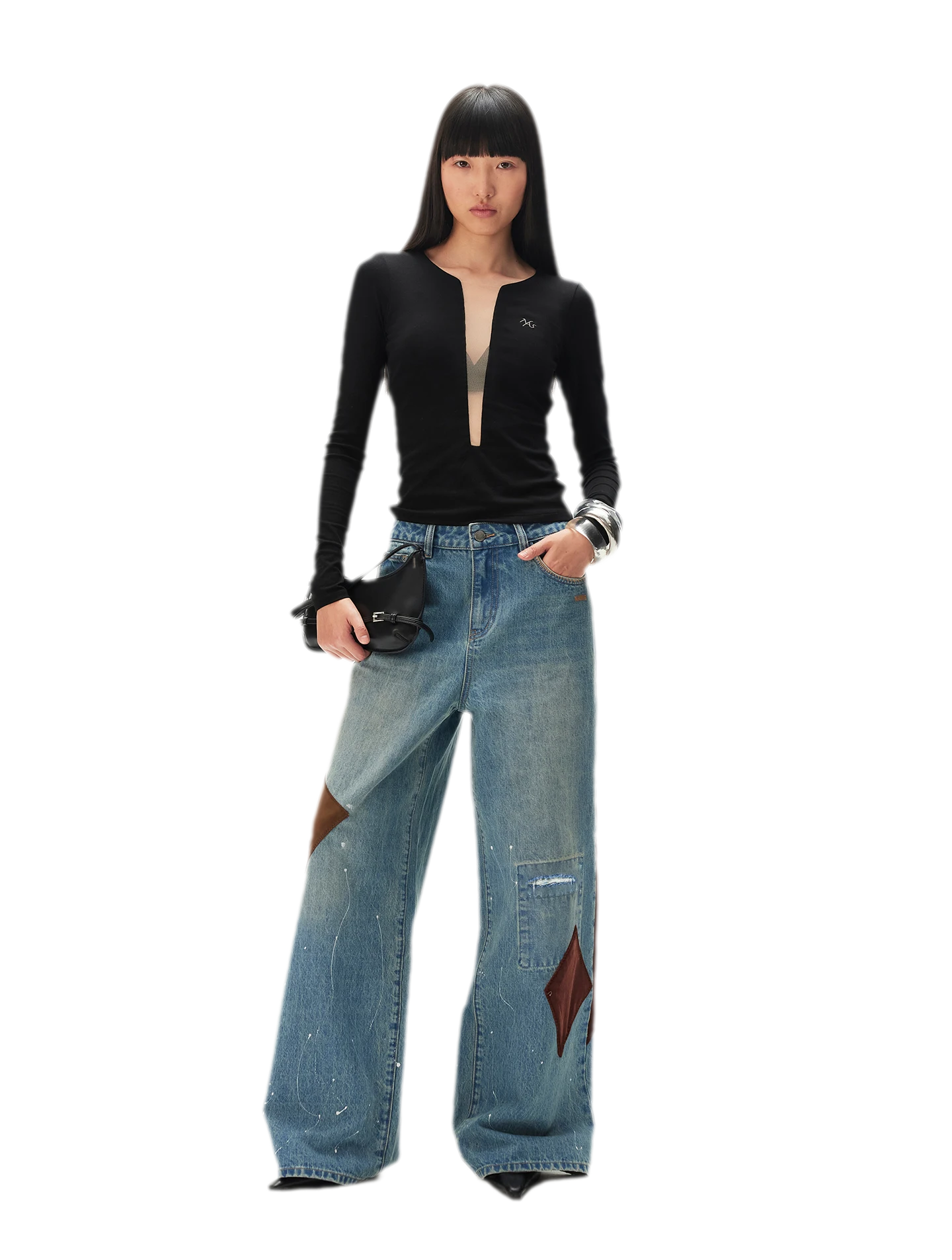 Mesh V-Neck Slim Tee