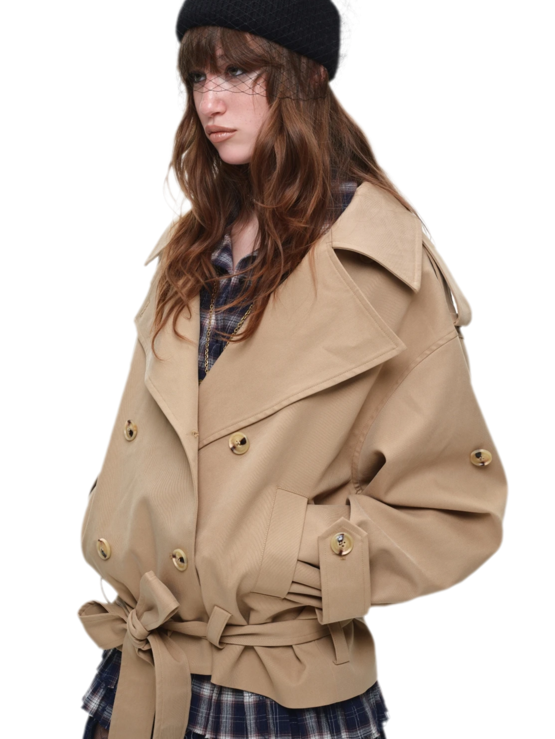Double-Breasted Belted Trench Coat