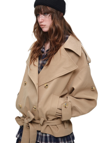 Double-Breasted Belted Trench Coat