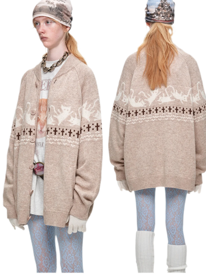 Gilet jacquard Fair Isle avec chats