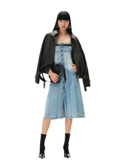 Washed Sculpted Denim Midi Dress