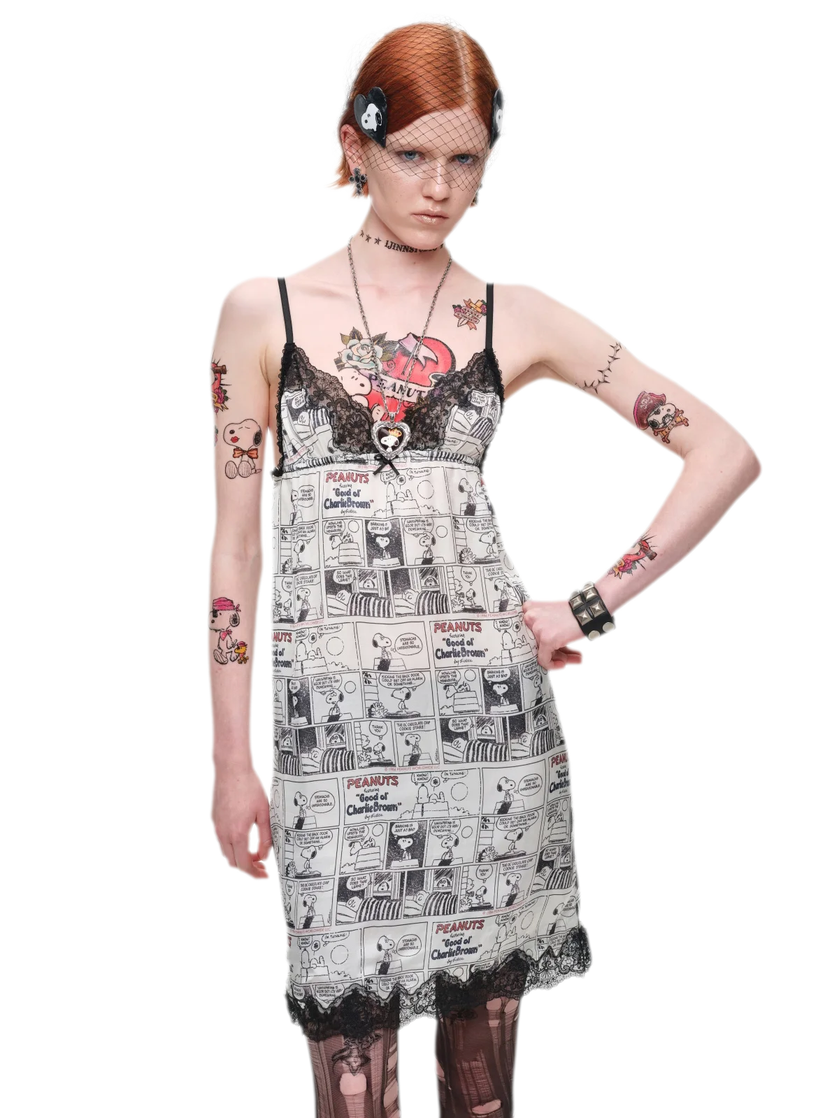 Vestido de tirantes vintage con ribete de encaje
