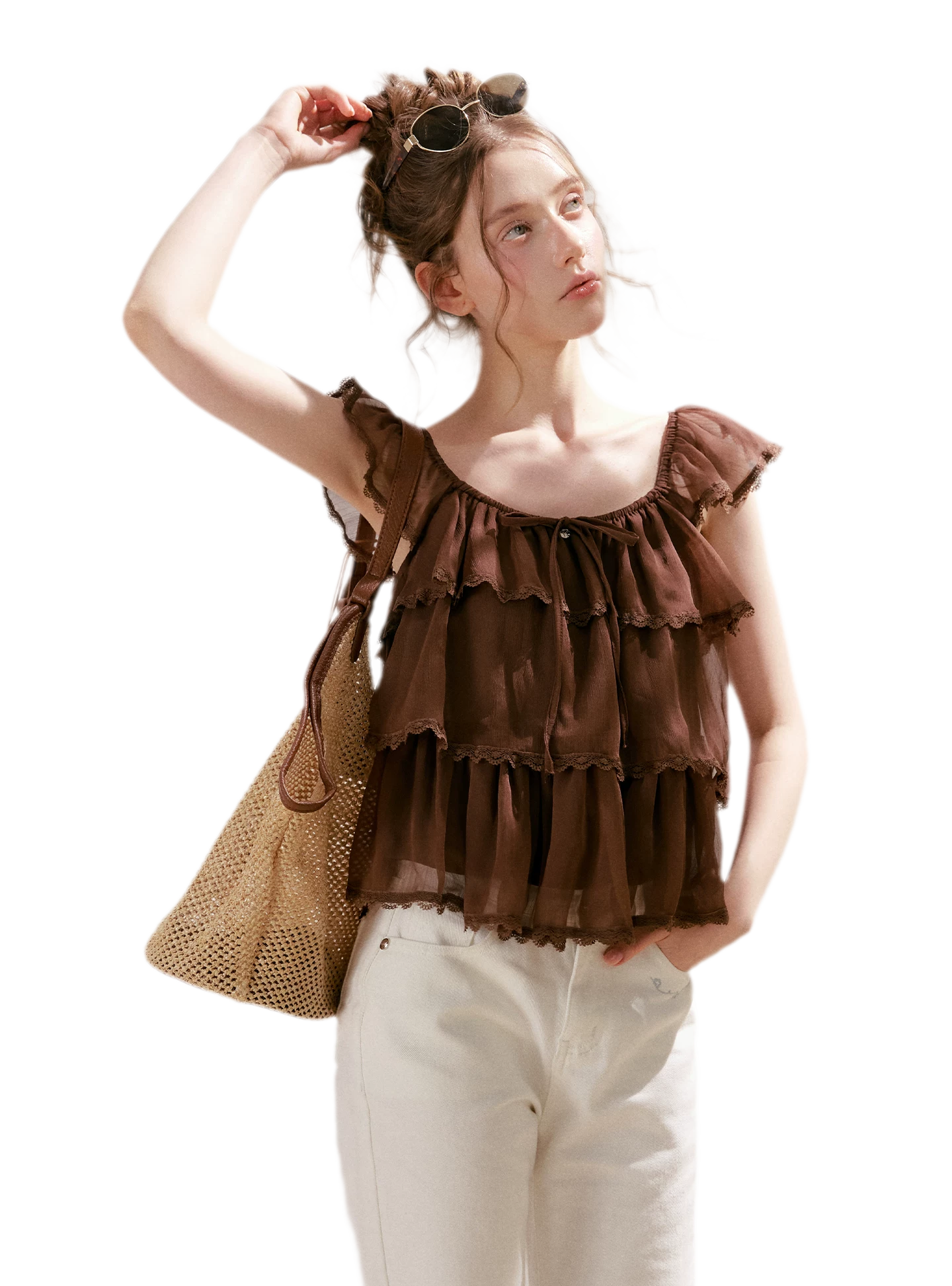 Tiered Ruffle Chiffon Blouse