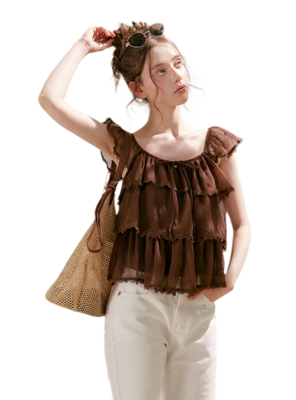 Tiered Ruffle Chiffon Blouse