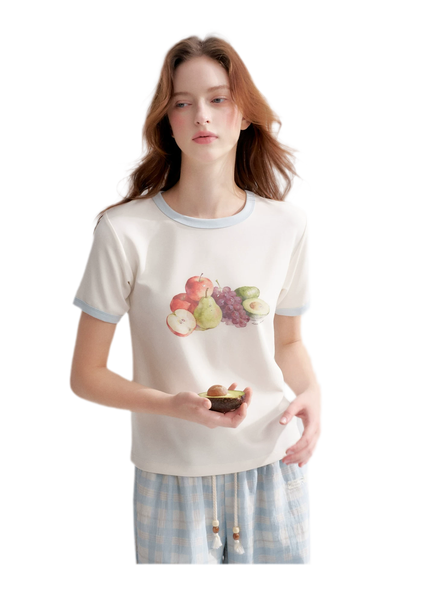 Rhinestone Fruit Print Tee