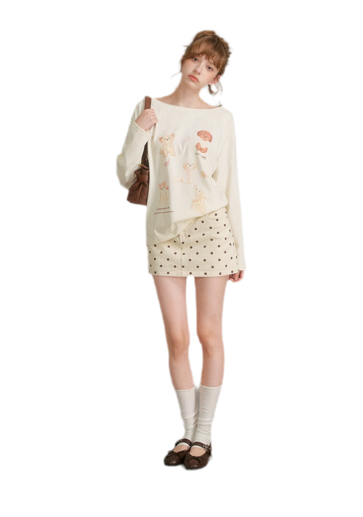 Hand-Drawn Puppy Print T-Shirt