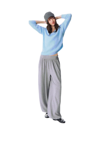กางเกงถักเนื้อสัมผัสขากว้าง