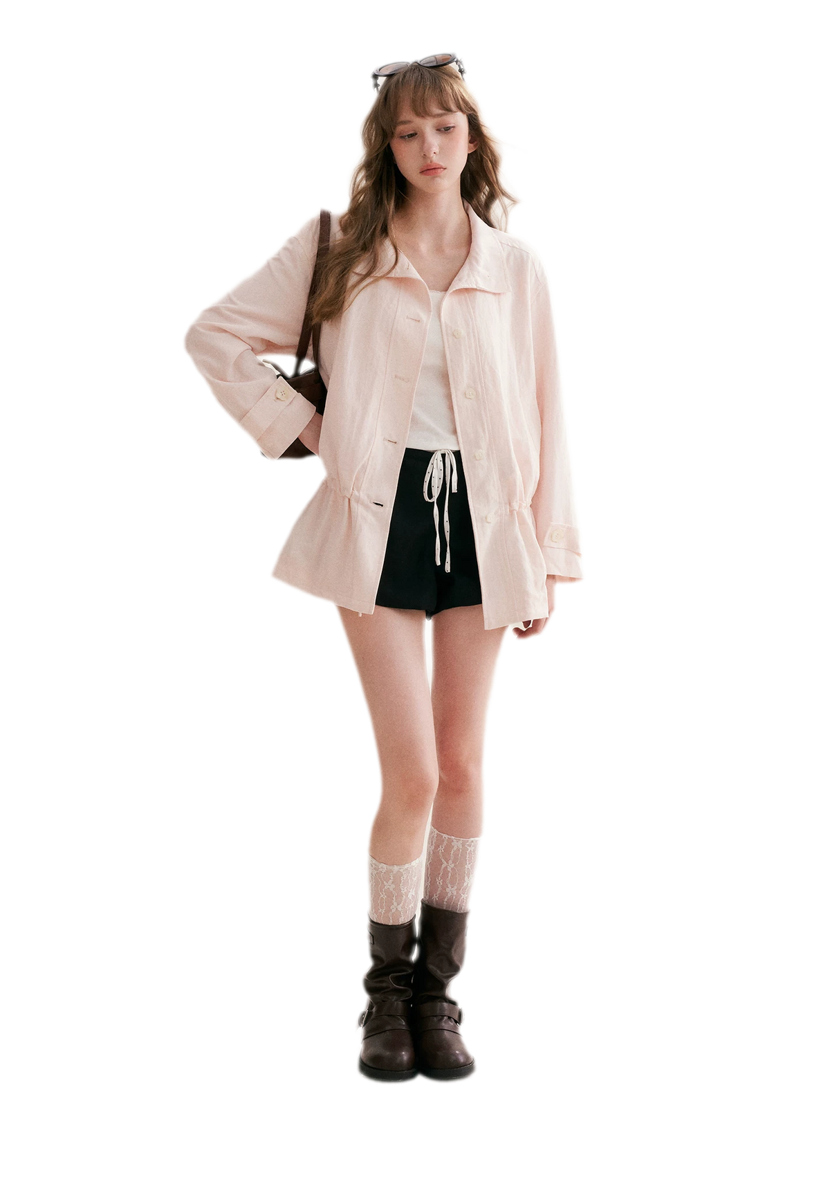 Wrinkled Relaxed Drawstring Coat