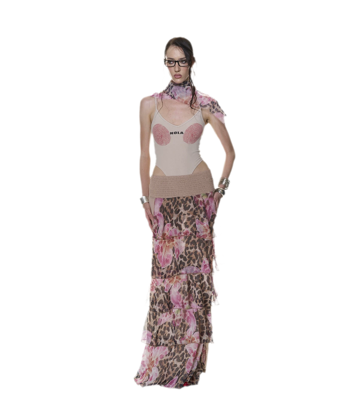 Fingerprint Print Backless Jumpsuit