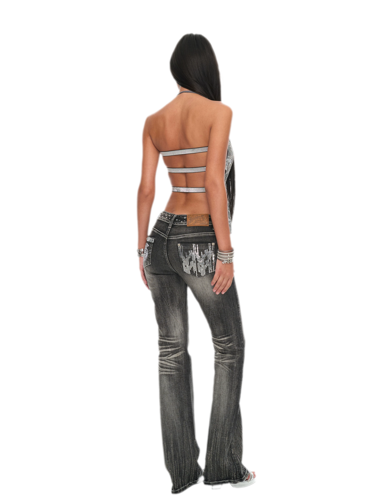 Sequin Cutout Halter Top