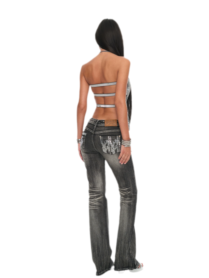 Sequin Cutout Halter Top