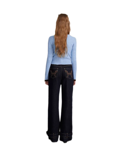 Contrast Panel Cropped Knit Sweater