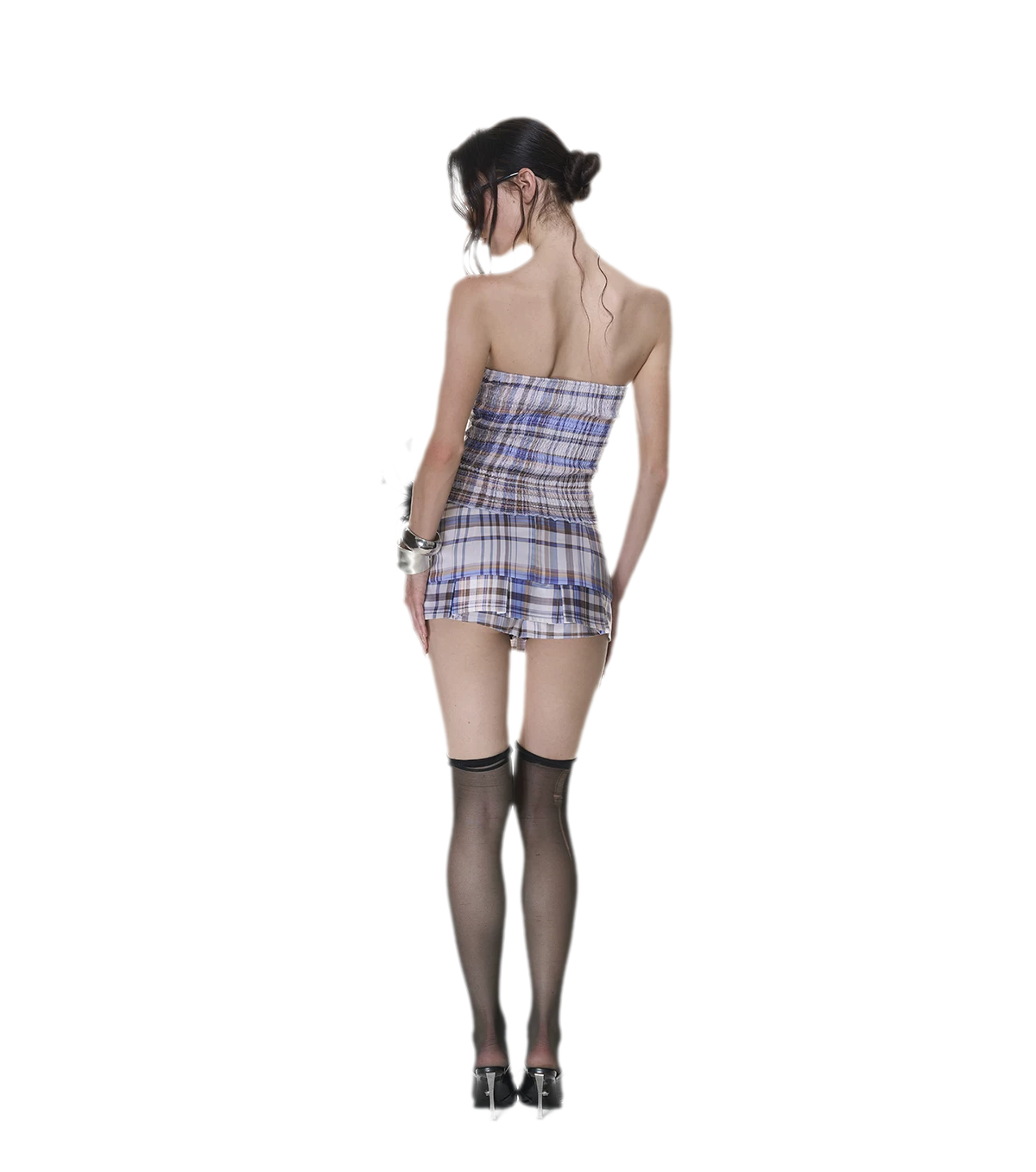 Plaid Bustier Skirt Set