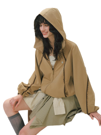 Lace Panel Hooded Jacket