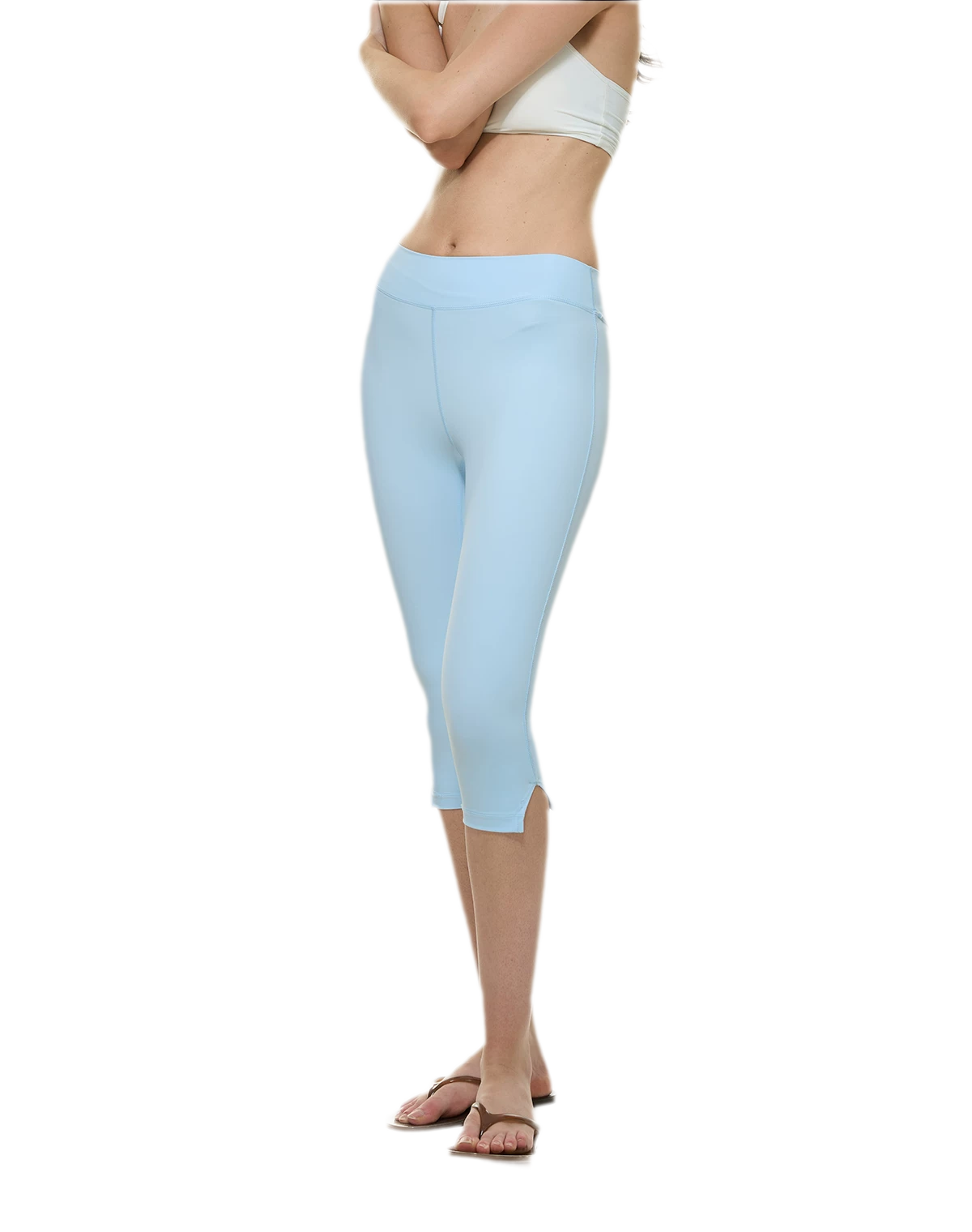Bare-Feel Slit Capri Pants