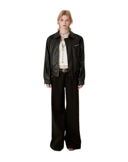 Textured Oversized Leather-Look Jacket