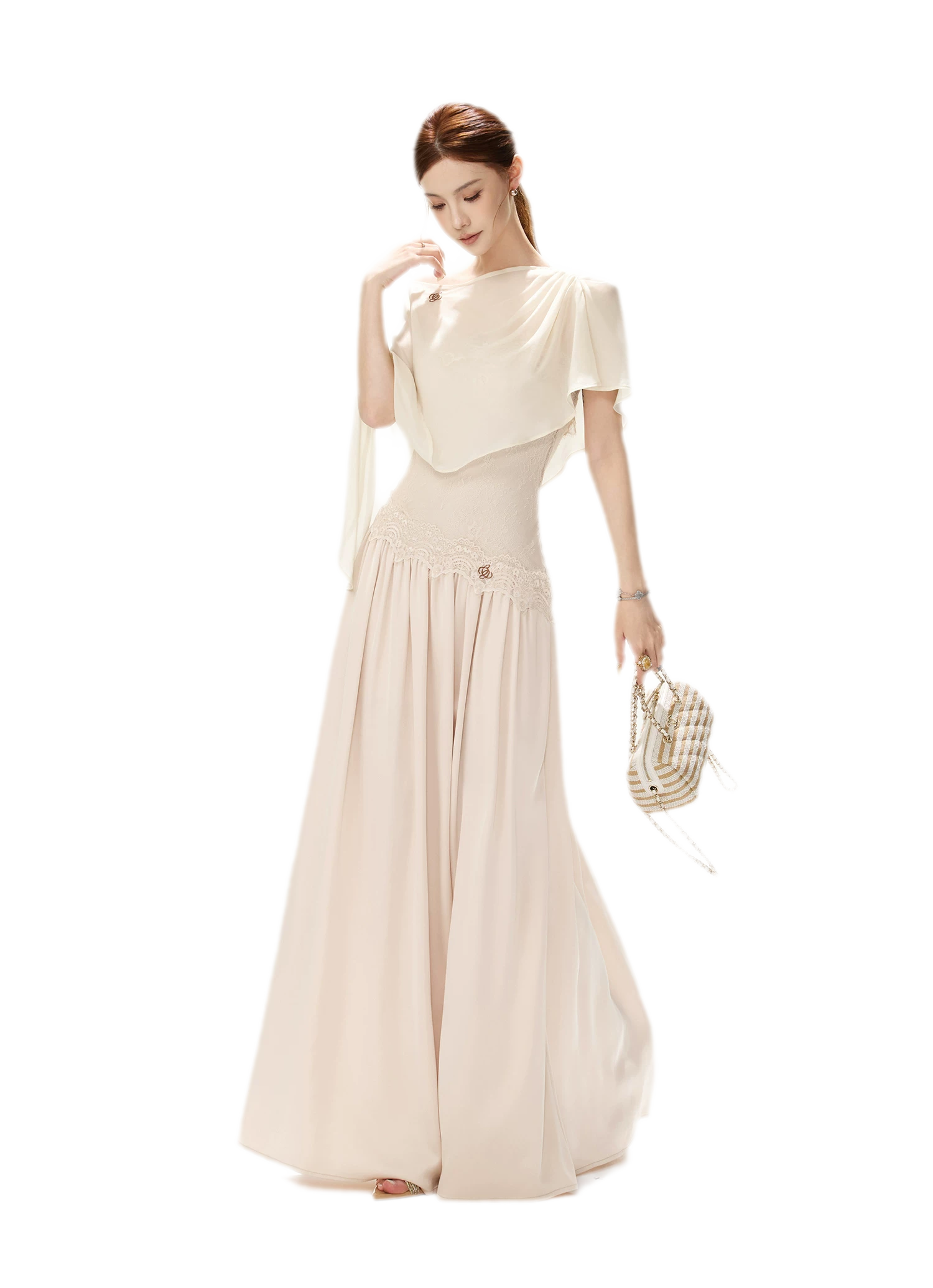 Lace Backless Satin Dress