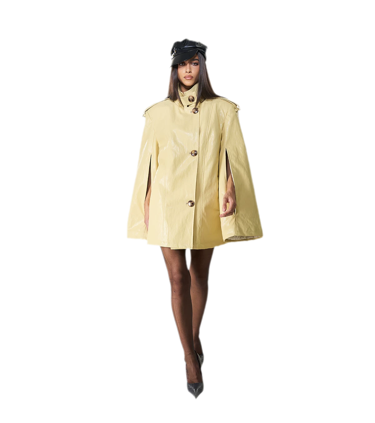 Glossy PU Cape Coat