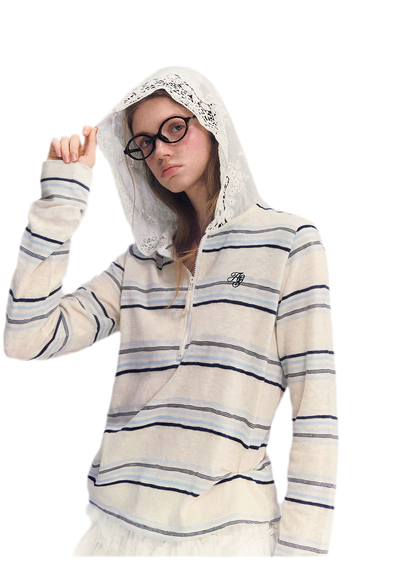 Embroidered Lace Hooded Tee