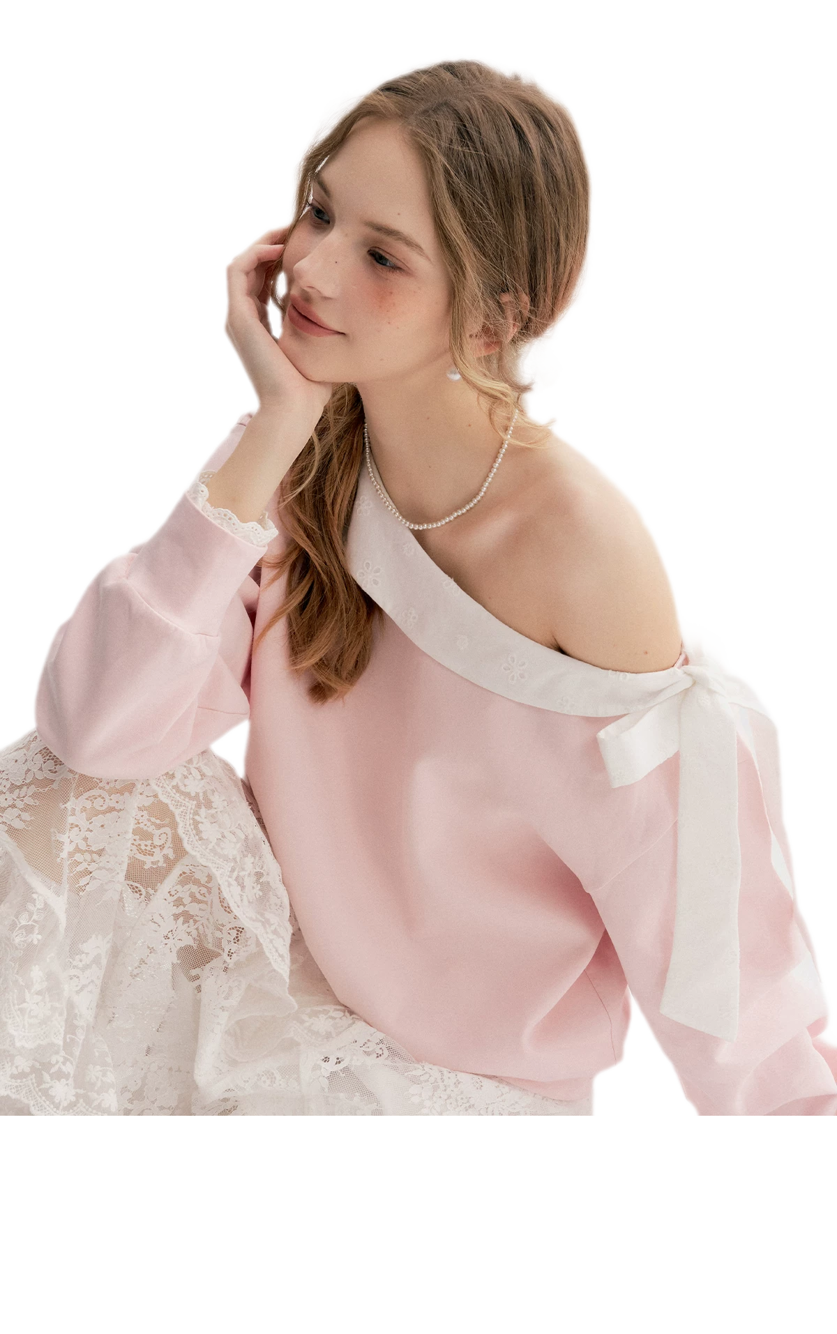 Balletcore Lace Collar Sweatshirt
