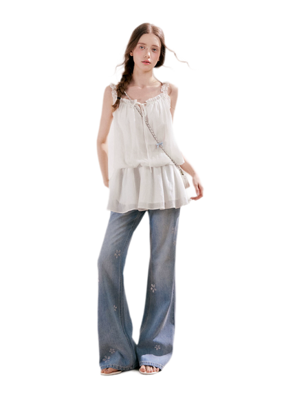 Rhinestone Micro-Flare Jeans