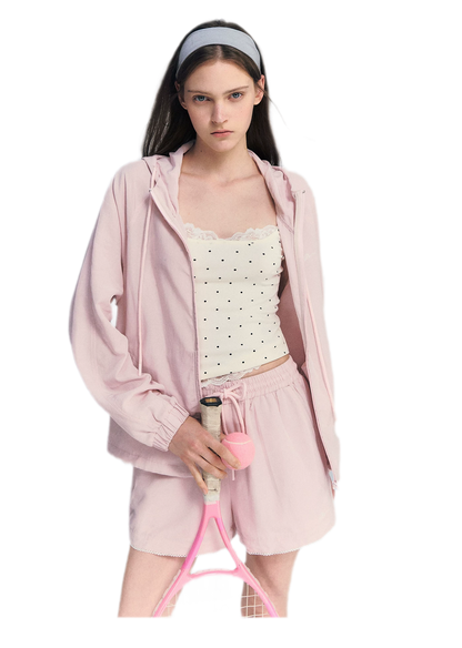 Lace Trim Drawstring Set