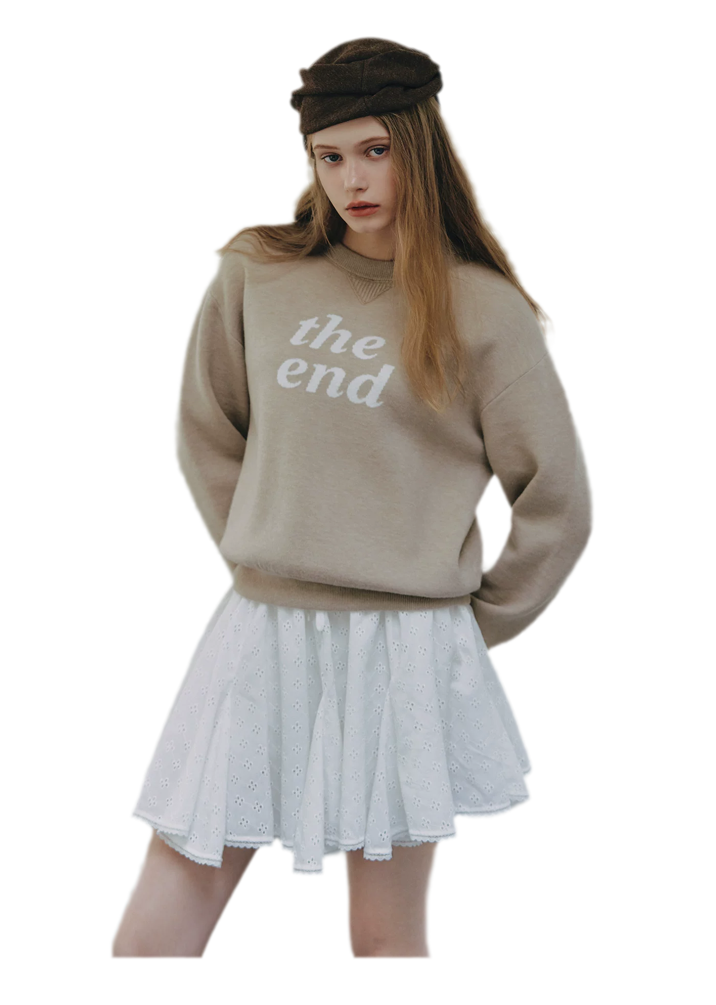 Jacquard Cropped Crewneck Sweater