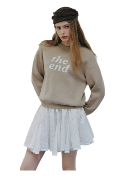 Jacquard Cropped Crewneck Sweater